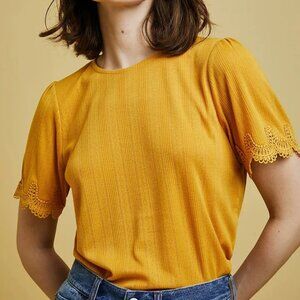 Sézane Cléa Sunflower Yellow Organic Cotton T-Shirt - S